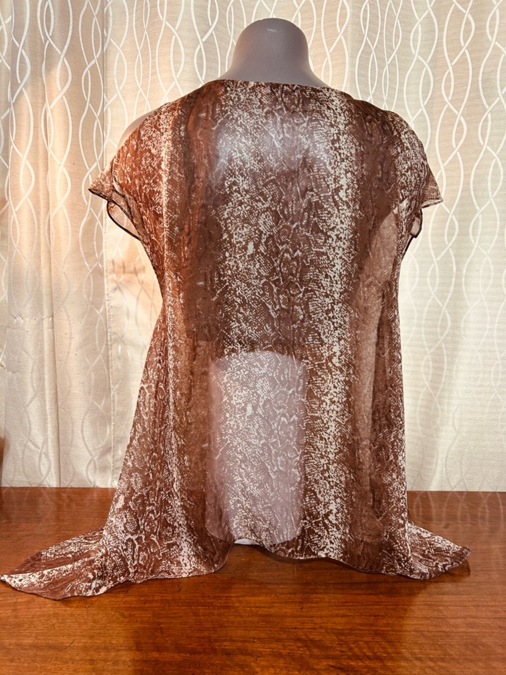 Buffalo David Bitton Brown Printed Tie-Front Blouse - Picture 8 of 8